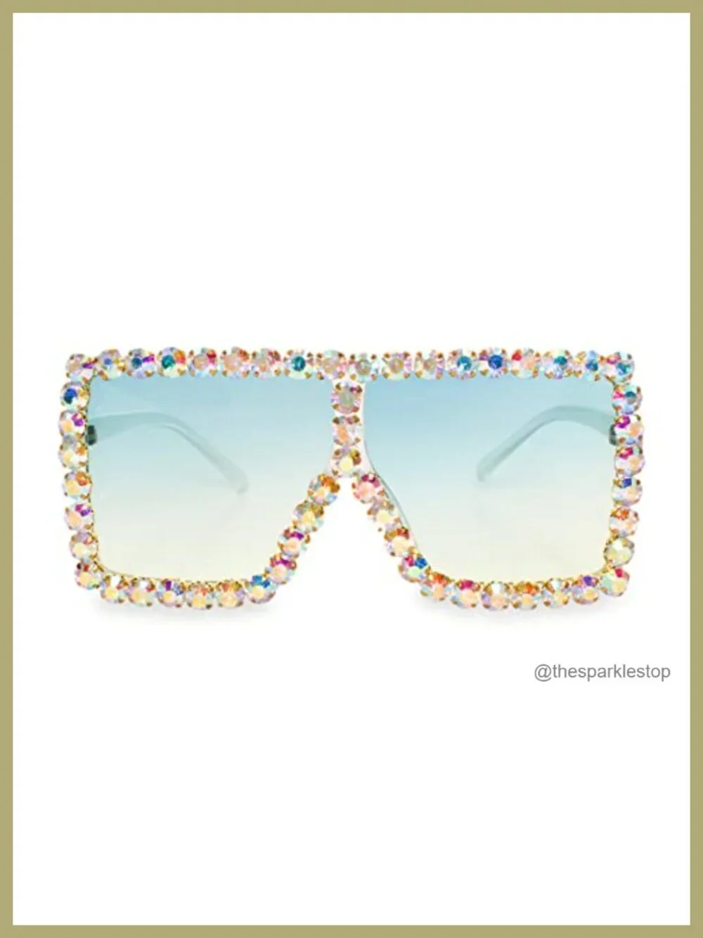 Extra Large Square Rhinestone Sunglasses UV400 Concert Glasses